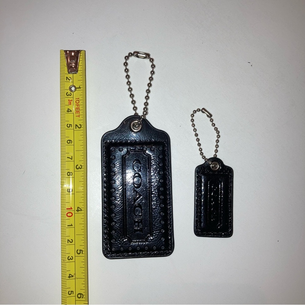 Vintage Coach Black Patent Leather Replacement Hang Tags Two Y2K Bag Charms Lot - Picture 8 of 17
